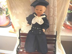 16'' COMPO HEAD BUBBLES TYPE SAILOR BOY 30S DOLL, SAILOR SUIT